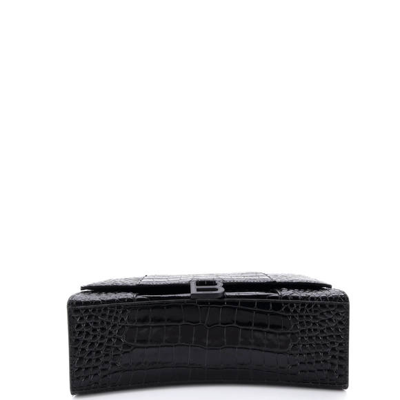 Balenciaga Small Hourglass Top Handle Bag Crocodile Embossed Leather - Picture 4 of 5